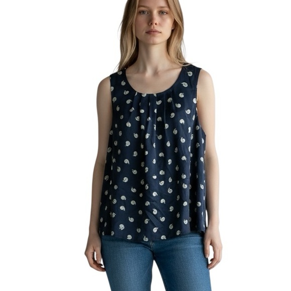 Anthropologie Tops - ANTHROPOLOGIE Navy Snail Print Sleeveless Top